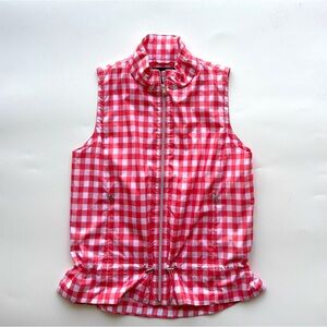 Polo Golf Ralph Lauren large vest water repellent zip up check gingham coral